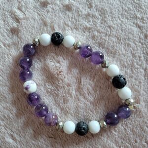 Amethyst and Lava Rock Bracelet